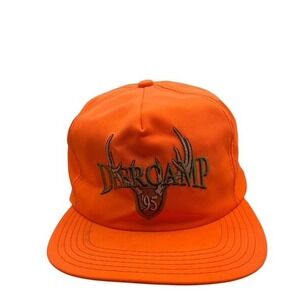 Vintage 1995 Hunter Blaze Orange Deer Camp SnapBack Hat Made In U.S.A-1118